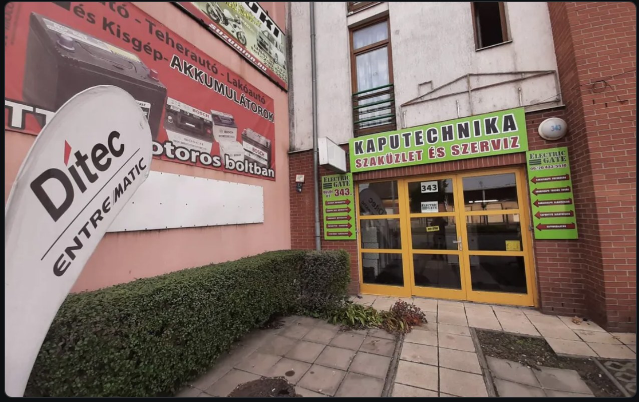A Kaputechnika Szaküzlet és Szerviz bejárata – 1181 Budapest, Üllői út 343.